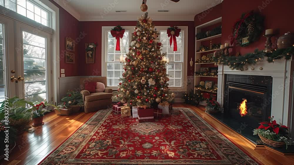 christmas tree in the room, video background christmas tree in the room, video background