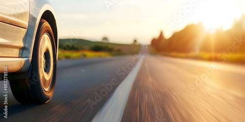 Family road trip on long weekend open road ahead closeup shot. Concept Family, Road Trip, Long Weekend, Open Road, Closeup Shot