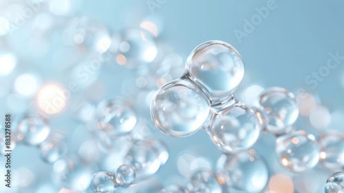 A cluster of clear, round bubbles floating in the air
