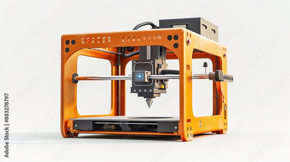 3d printing machine on white background. 3D printer. 3d printing machine on white background. 3D printer.