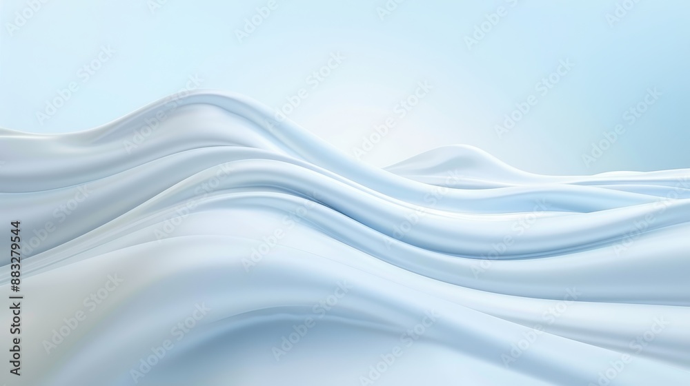 A long, curvy line of white fabric is stretched across the sky A long, curvy line of white fabric is stretched across the sky