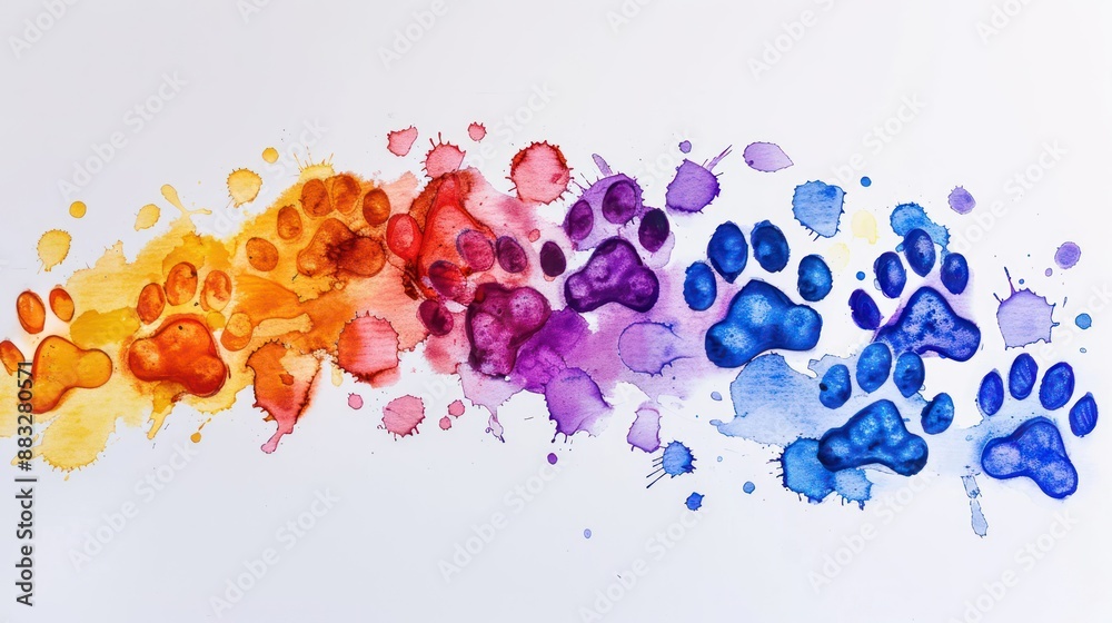 footprint print Dog paws. Kitten. Paws of colorful animals. footprint print Dog paws. Kitten. Paws of colorful animals.