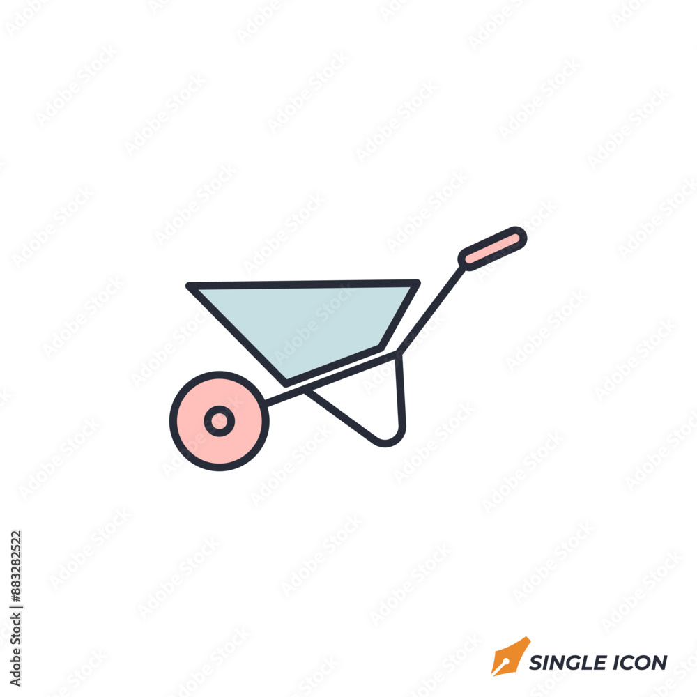 Wheelbarrow icon vector illustration. Wheelbarrow symbol isolated on white background Wheelbarrow icon vector illustration. Wheelbarrow symbol isolated on white background
