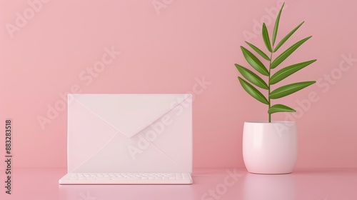 Soft pastel background with email marketing setup, showcasing customer engagement, flat design illustration, high-resolution photo, realistic photo, cinematography
