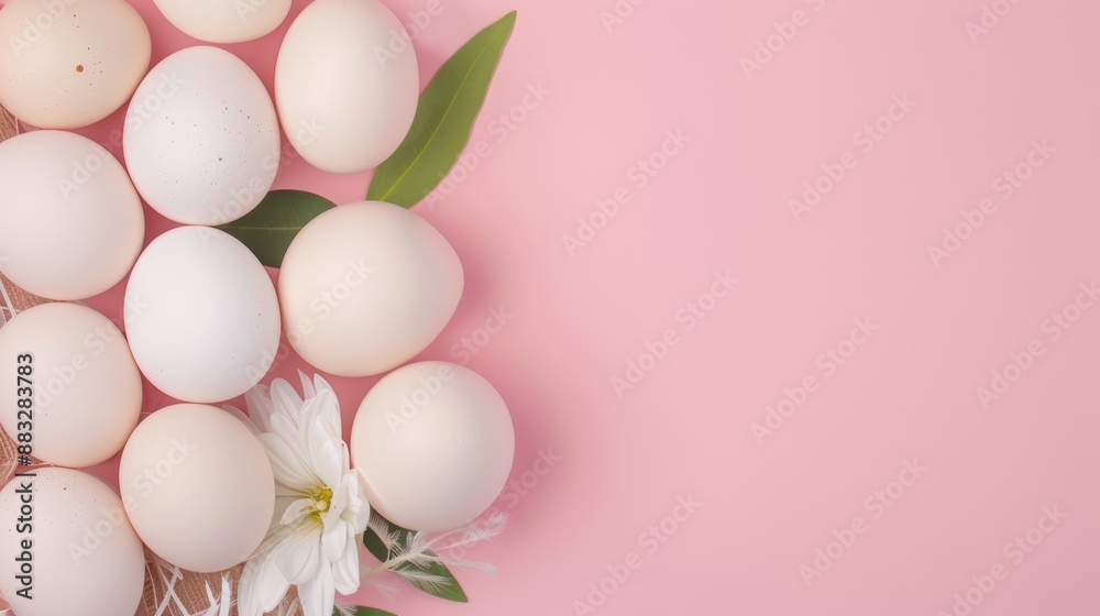 Soft-colored background with chicken eggs and natural elements, capturing the essence of nature, high-resolution photo, cinematography Soft-colored background with chicken eggs and natural elements, capturing the essence of nature, high-resolution photo, cinematography