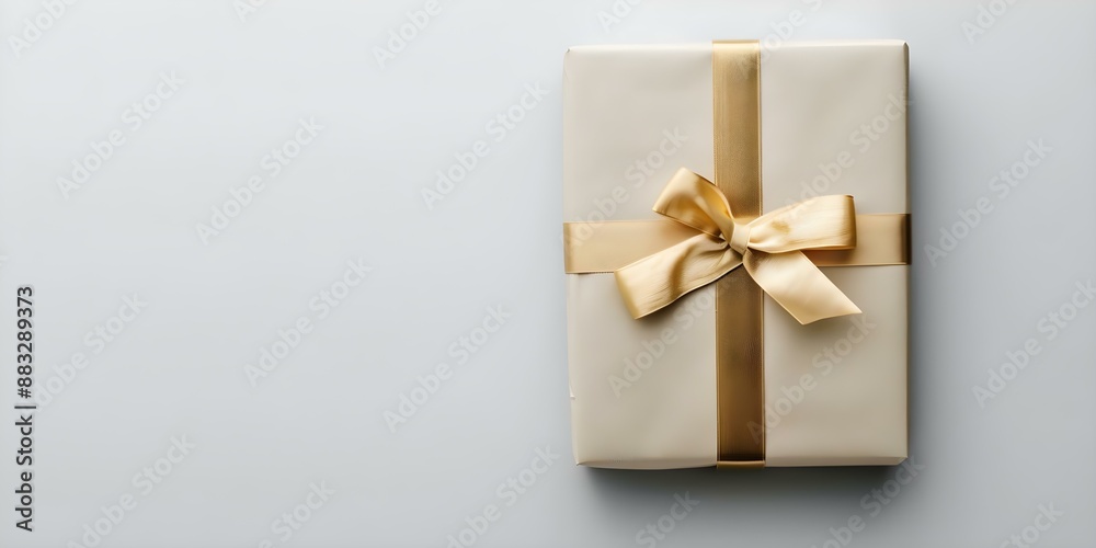 Luxurious Golden Ticket on White Background - Ideal for Gift Certificates. Concept Gift Certificates, Luxury, Golden Ticket, White Background, Elegant Presentation