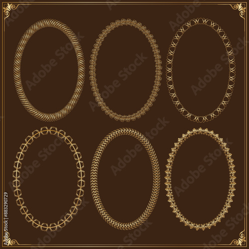 oval gold frame Set Free Vector on dark background Vintage Frames