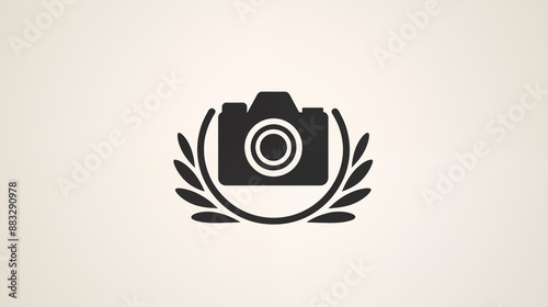 Classic Camera Emblem in Monochrome Design