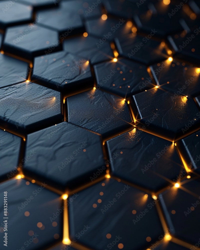 hexagon background with orange light