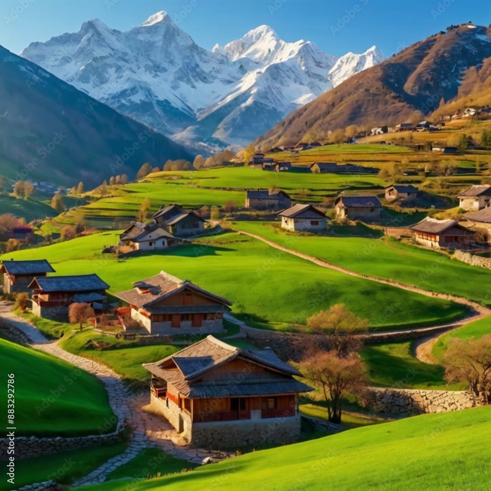 Obraz premium Mountain village early morning