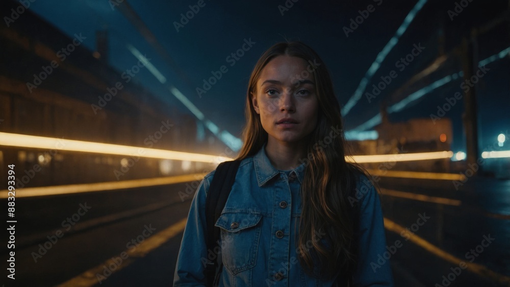 A woman stands in a vibrant night cityscape, with streaks of light creating a dynamic and urban atmosphere, capturing a moment of contemplation.
A woman stands in a vibrant night cityscape, with streaks of light creating a dynamic and urban atmosphere, capturing a moment of contemplation.