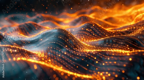 Techno waves merging with blockchain network © yendi