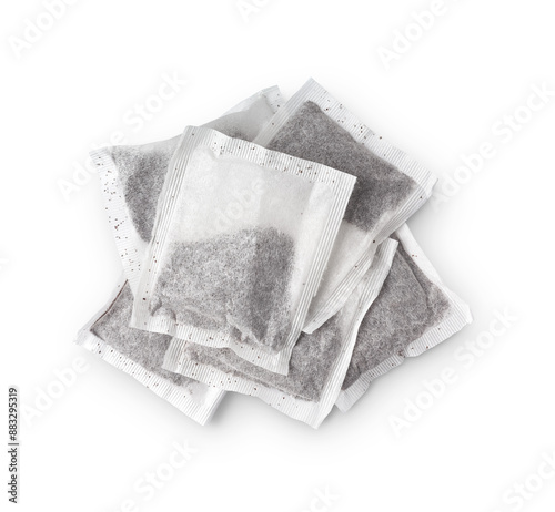 Fotografie tea bag pile with shadow isolated on transparent background