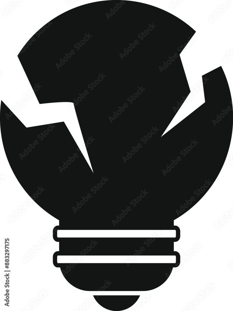 Cracked light bulb representing a lack of ideas or a sudden interruption of inspiration Cracked light bulb representing a lack of ideas or a sudden interruption of inspiration