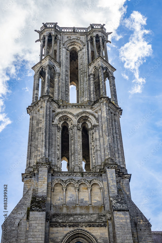 Laon Cathedral (Notre-Dame de Laon), Catholic Cathedral, one of most important examples of Gothic architecture (from XII and XIII centuries). Laon, Aisne, France. Laon Cathedral (Notre-Dame de Laon), Catholic Cathedral, one of most important examples of Gothic architecture (from XII and XIII centuries). Laon, Aisne, France.