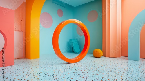 Orange Ring In Colorful Room
