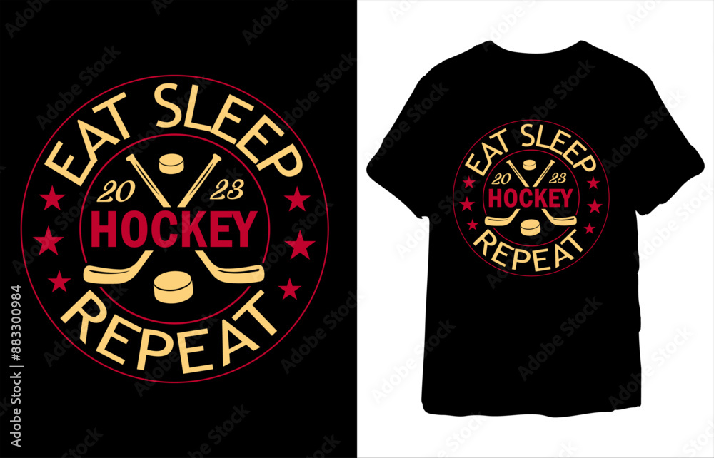 Fototapeta premium Eat Sleep Hockey Repeat T-Shirt 120