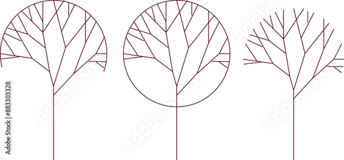 Vector silhouette illustration sketch, detailed artistic unique tree plant design with leaves and twigs for completeness of the image