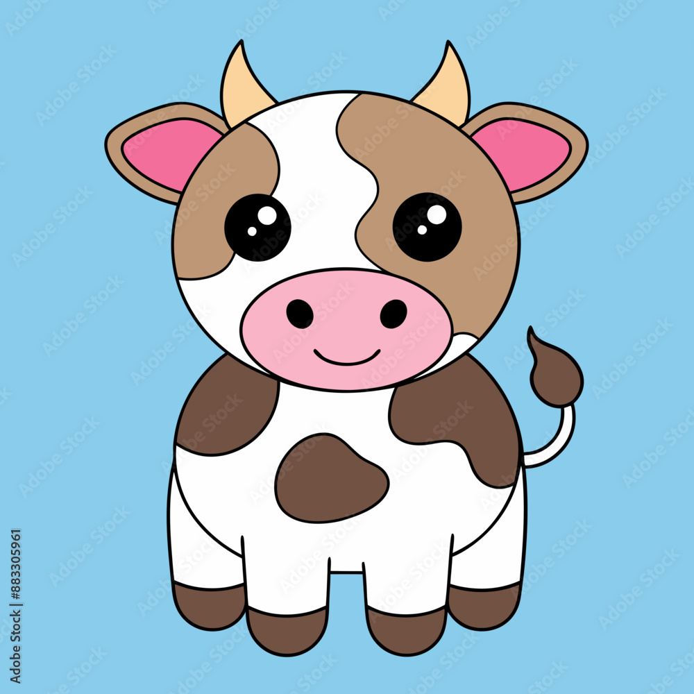 Obraz premium Cow Cartoon Vector Art Illustration