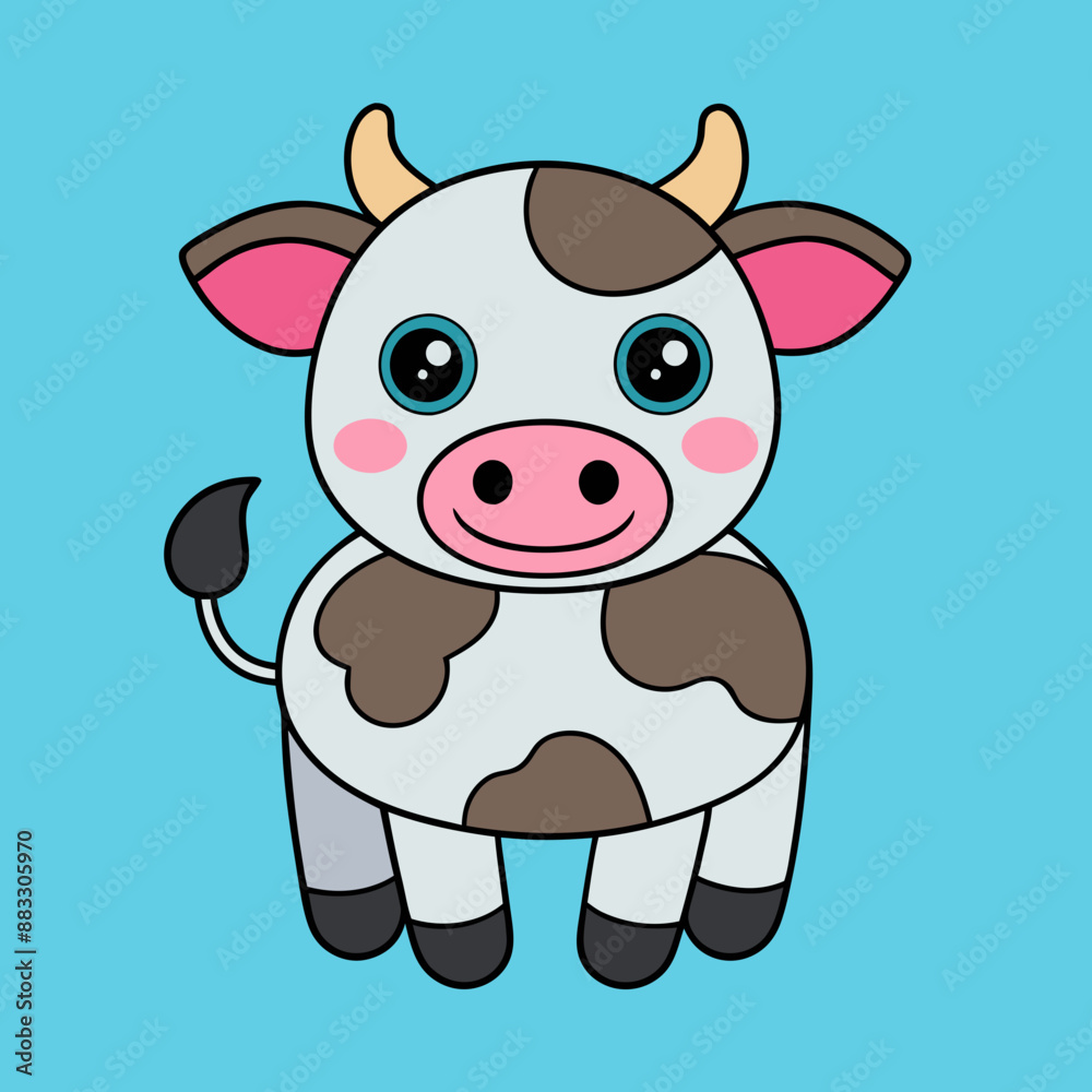 Fototapeta premium Cow Cartoon Vector Art Illustration