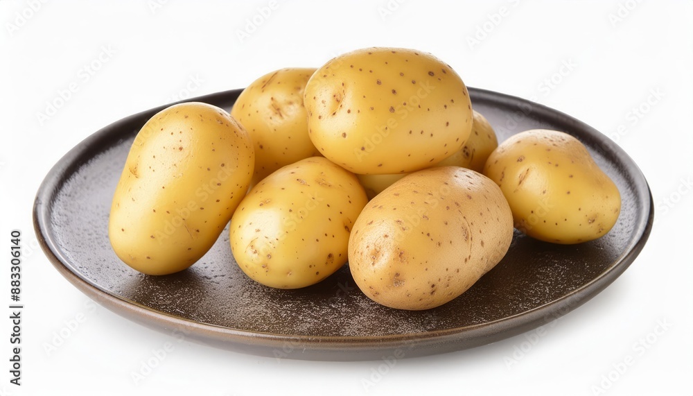 Fresh raw organic potatoes isolated on white background Fresh raw organic potatoes isolated on white background