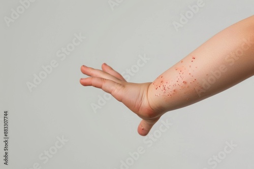 Children's hand with atopic dermatitis
Dermatitis, diathesis, allergy on the child's body.	
