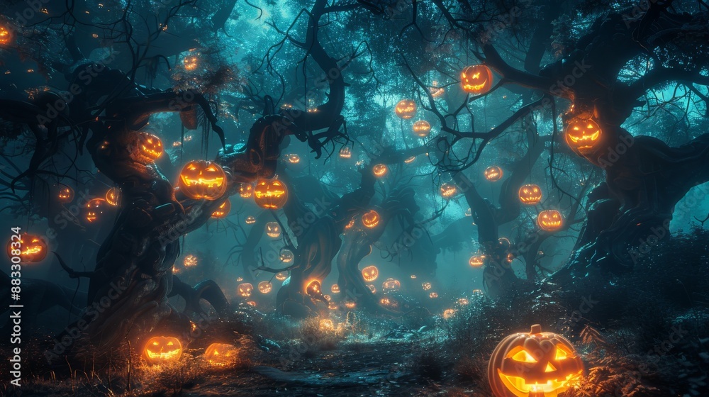 Halloween Jack-o'-Lantern Forest. Halloween Jack-o'-Lantern Forest.