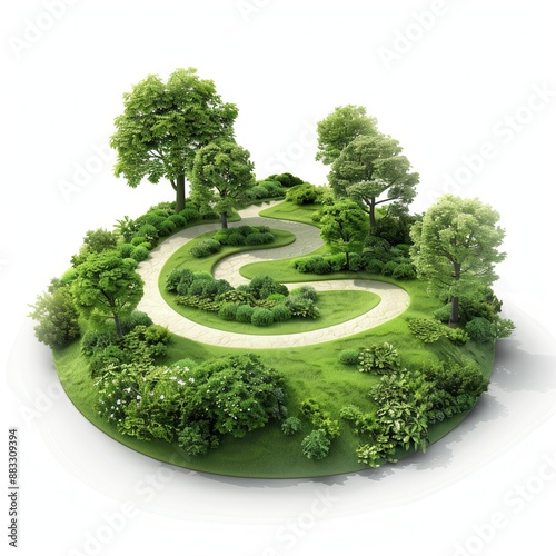 Green Island with Winding Path. photo