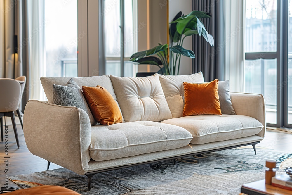 Fototapeta premium Contemporary Elegance Modern Modern Sofa in Luxury Living Room
