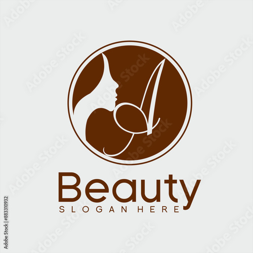 Beauty logo design. Silhouette of a beautiful woman and the letter A. Can be used as a logo identity for facial care, salons, spas, cosmetics, boutiques.