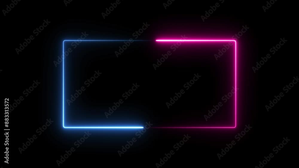 Neon light moving rectangle frame border animation. Neon light moving rectangle frame border animation.
