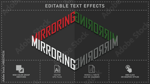 Mirroring isometric editable text effects. vector eps files.
