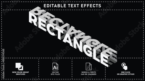 Rectangle isometric editable text effects. vector eps files.