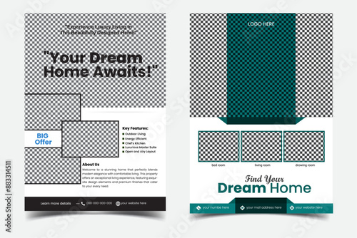 Modern  eye-catching flyer design for real estate.