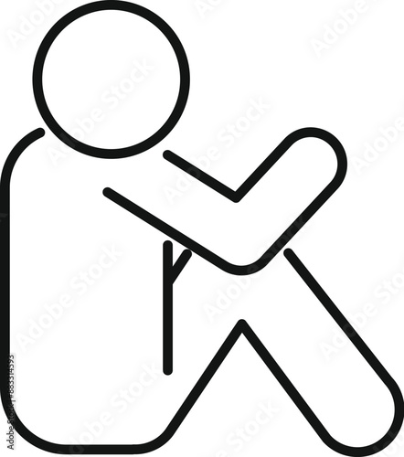 Line drawing of a person sitting and hugging their knees