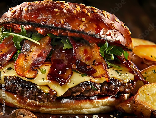 Juicy Ground Beef Burgers with Grilled Portobellos photo