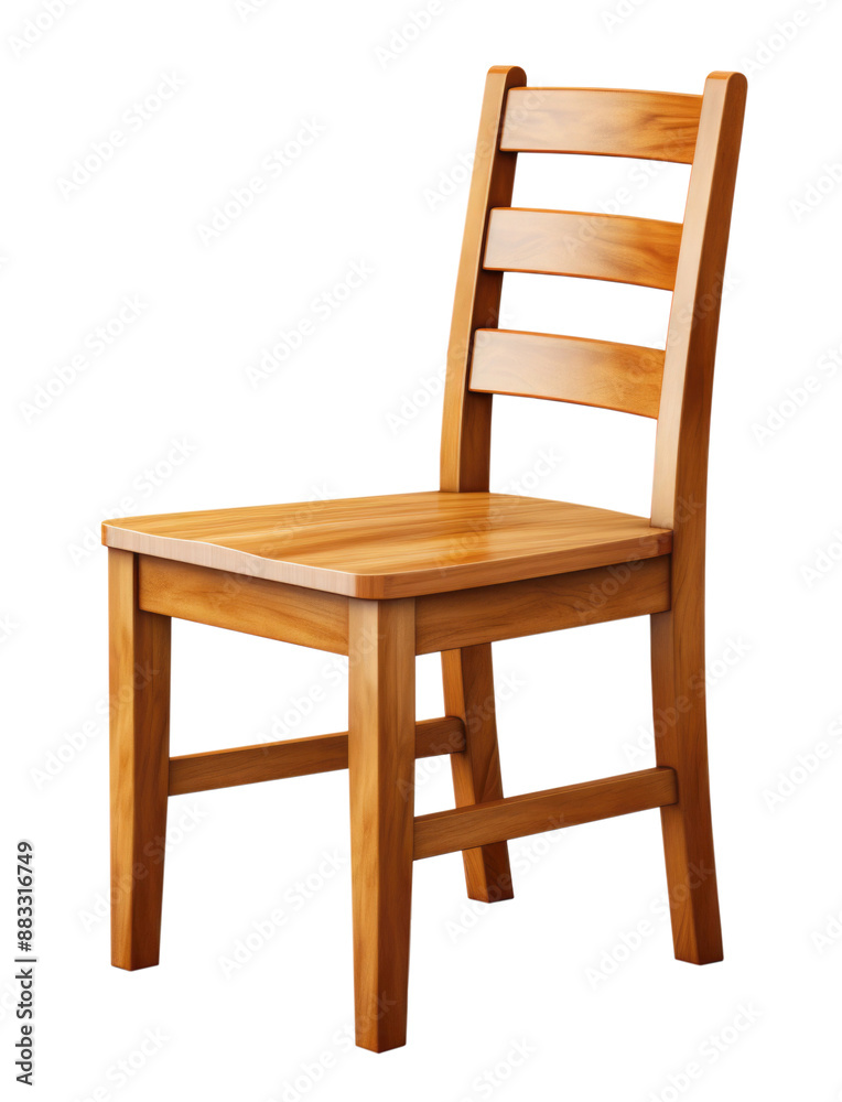 wooden chair with a ladder back and a seat made of solid wood slats, cut out wooden chair with a ladder back and a seat made of solid wood slats, cut out