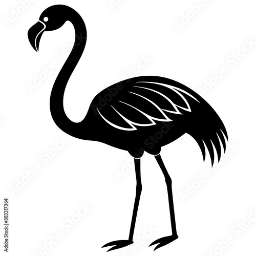 flamingo vector silhouette, Vector black flamingo silhouette, Black silhouette of tropical bird flamingo