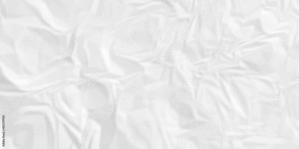 Naklejka premium White wrinkly backdrop paper background. panorama craft wrinkly paper texture background, crumpled pattern texture. paper crumpled texture. white fabric crushed textured crumpled.