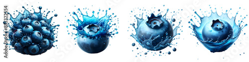 blueberry with splash isolated png