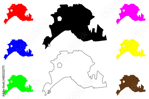 Antalya City (Republic of Turkey, Mediterranean Region) map vector illustration, scribble sketch City of Antalya map