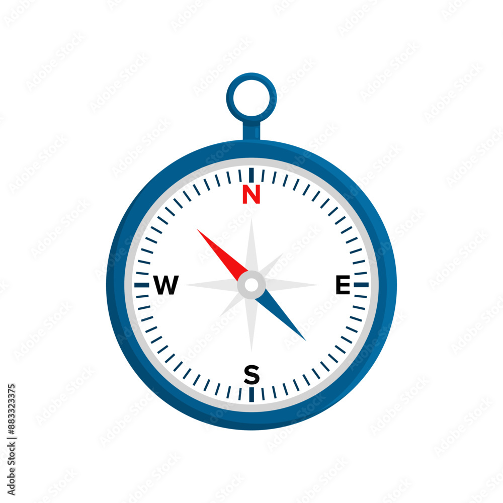 Compass flat vector illustration isolated on white background Compass flat vector illustration isolated on white background