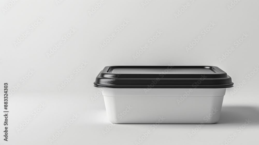 Food container with blank label, clean background, mockup for the concept Food container with blank label, clean background, mockup for the concept