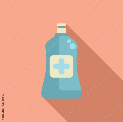 Blue antiseptic liquid soap bottle for hand washing and disinfection, promoting hygiene and germ protection