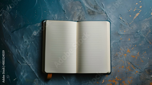 Blank notebook, clean background, mockup for the concept