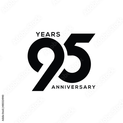 95th, 95 Years Anniversary Logo black color, Vector Template Design element for birthday, invitation, wedding, jubilee and greeting card illustration.