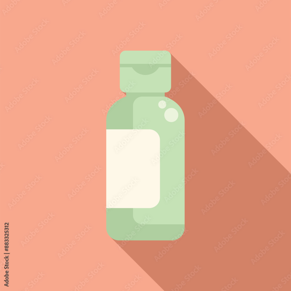 Green plastic bottle containing liquid soap for hand washing and hygiene, with blank label for adding your own branding