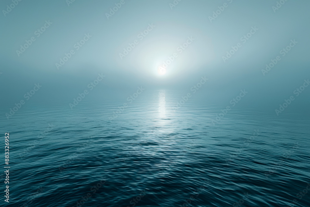 Fototapeta premium Peaceful Ocean Horizon with Serene Misty Sunrise
