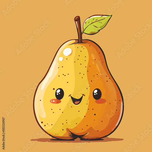 Cute Cartoon Pear Fruit Food Character
