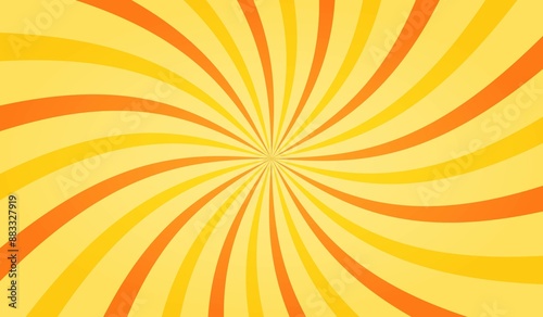 Orange groovy vortex spiral twirl. Twirl sunburst psychedelic pattern. Vector illustration